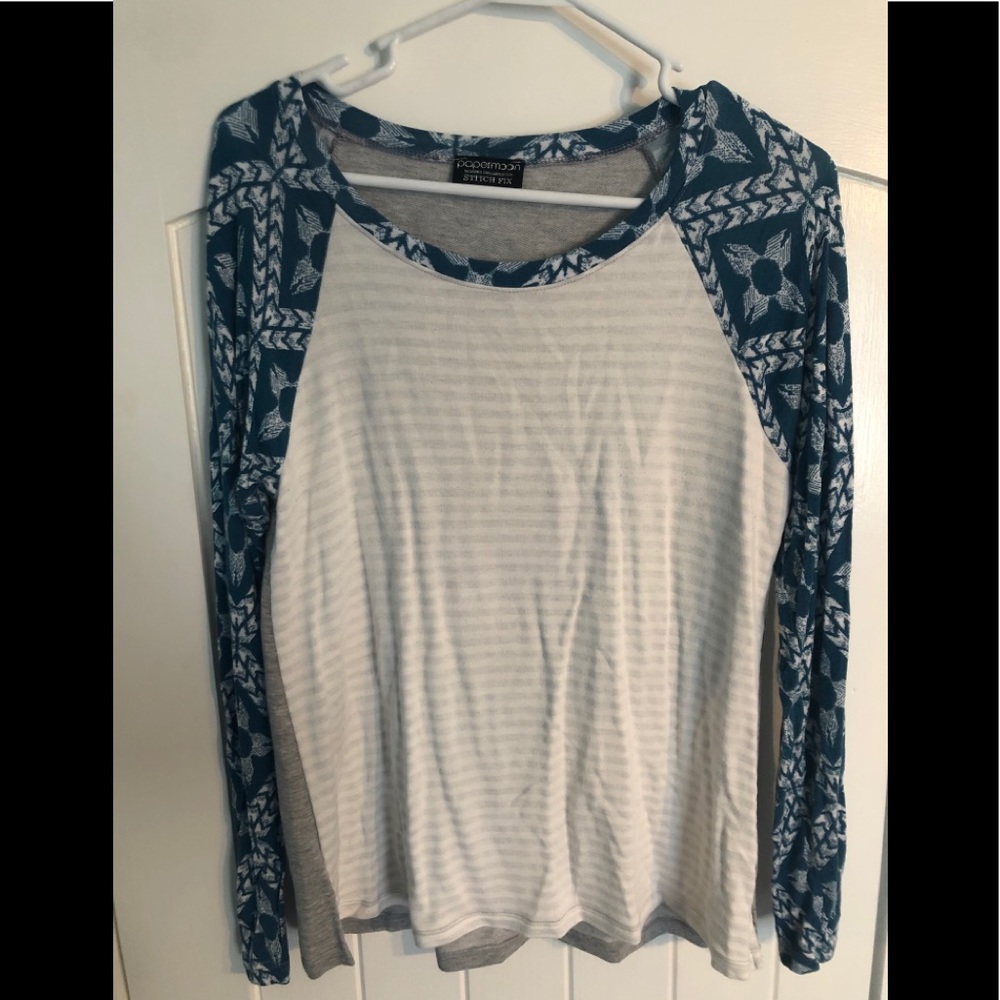 Stitchfix Papermoon Grey and cream striped shirt